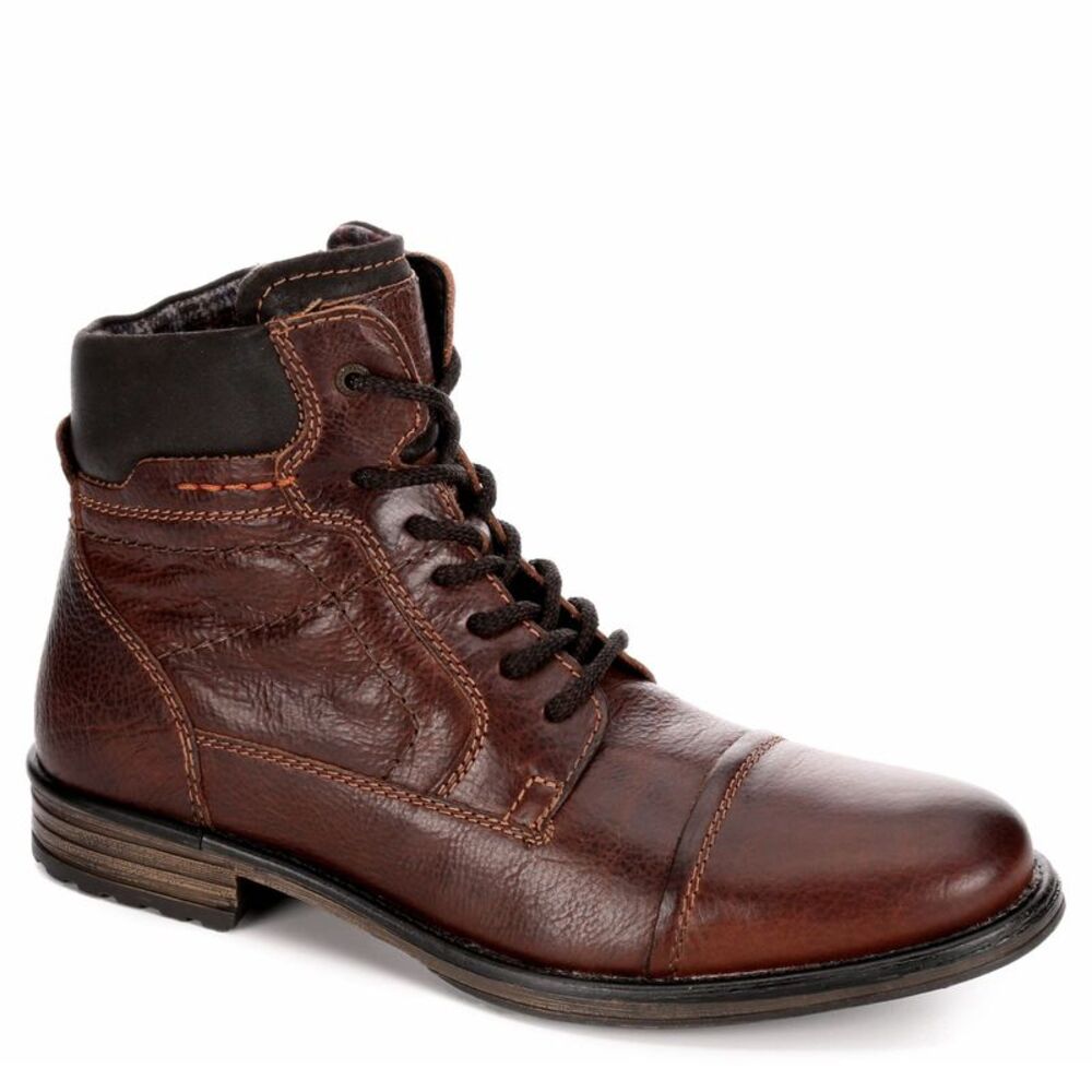 AM Shoes Mens Leather Cap Toe Lace Up Work Boots